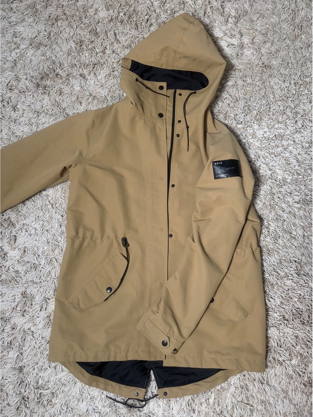 Burton Durable Goods Men's Medium Hooded Parka Jacket in Tan